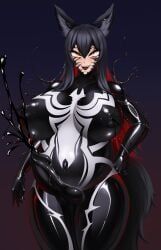 texas_(arknights), venom_(marvel), arknights, marvel, marvel_comics