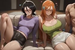 inoue_orihime, kuchiki_rukia, bleach, patreon, 1boy