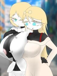 oc, original_character, 2girls, big_breasts, blonde_hair