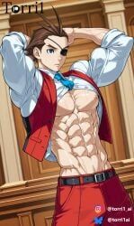 apollo_justice, gyakuten_saiban, torri1, 1boy, abs