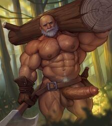 zharts, 1boy, abs, balls, bara