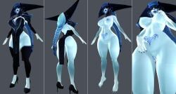 lissandra, canastus, 1girls, big_breasts, blue_skin