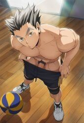 bokuto_koutarou, haikyuu!!, hawkchan99, 1boy, abs