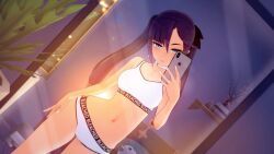 mona_(genshin_impact), genshin_impact, 1girls, belt, bleached