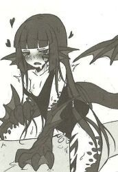 monster_girl_encyclopedia, 1boy, 1girls, blush, claws