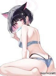 azusa_(blue_archive), blue_archive, 1girls, animal_ears, arm_support