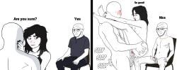 wojak, outervoid, 1girls, 2boys, balls