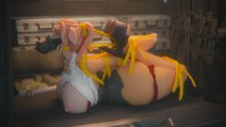ghostoast, arms_tied_behind_back, asphyxiation, assault_rifle, bdsm