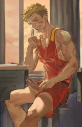 original, jacobneighbors, 1boy, adam's_apple, bandaid