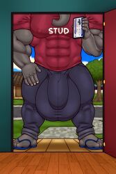 jakiel_blacktusk, abs, anthro, balls_outline, biceps