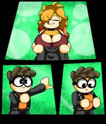 nerd_(nerd_and_jock), tiger_(nerd_and_jock), 1boy, 1girls, big_breasts
