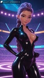 huntrix, rumi_(kpop_demon_hunters), kpop_demon_hunters, aiuniverse56, black_bodysuit