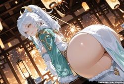 zibai_(genshin_impact), genshin_impact, miyuai, 1girl, ahoge