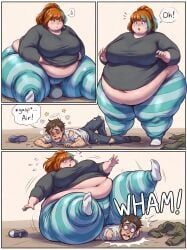 stacey_(trinity-fate62), 1boy, 1girls, bbw, crushing