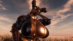 deathclaw, fallout, belyasnikov, 1girls, big_breasts