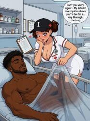 caucasian_female, hospital_bed, inspection, interracial, large_penis
