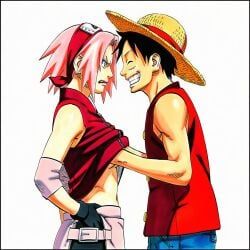 monkey_d_luffy, sakura_haruno, naruto, naruto_(series), naruto_shippuden