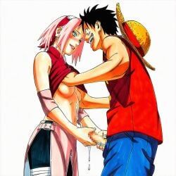 monkey_d_luffy, sakura_haruno, naruto, naruto_(series), naruto_shippuden