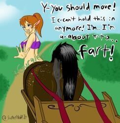superholdit, anus, centaur, centauress, embarrassed