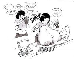 1bit-deviant, allergic_reaction, black_and_white, black_hair, blushing