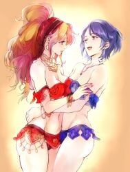 primrose_azelhart, yusufa, octopath_traveler, 2girls, blue_eyes