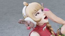 juno_(overwatch), blonde_hair, cock_in_face, licking_penis