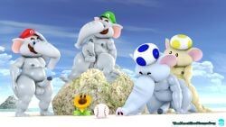 blue_toad, elephant_luigi, elephant_mario, elephant_toad, luigi