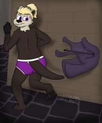 cj-the-otter, 1boy, anthro, ass, bulge