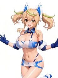 phantasy_star_online_2, sega, 1girl, blonde_hair, bouncing_breasts