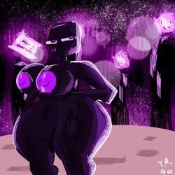 enderwoman, minecraft, therandombee, breasts_out, looking_at_viewer