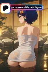 belle_(zenless_zone_zero), zenless_zone_zero, 1girl, aqua_eyes, ass