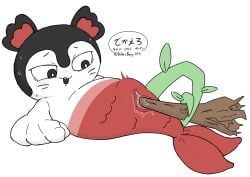 chiikawa, abdominal_bulge, female, hybrid, rabbitberry