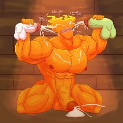 grillby, undertale_(series), anthro, bara, begging