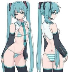hatsune_miku, hatsune_miku_(collared_bikini), vocaloid, caststation, 1girl