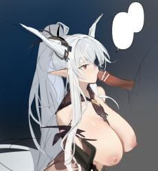 shining_(arknights), shining_(silent_night)_(arknights), arknights, 1boy, 1girl