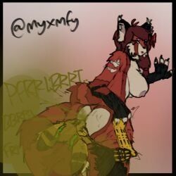 myxmfy, against_wall, analingus, anthro, big_ass