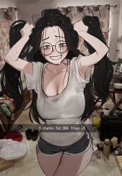 original, dingotoad, 1girls, alternate_hairstyle, armpits