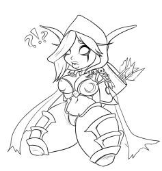 sylvanas_windrunner, undead_(warcraft), world_of_warcraft, lewdreaper, black_and_white