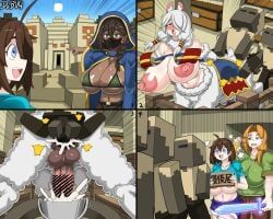 alex_(minecraft), husk_(minecraft), llama_(minecraft), monstergirl, steve_(minecraft)