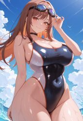 rapi_(classic_vacation)_(nikke), rapi_(nikke), goddess_of_victory:_nikke, 1girls, brown_hair