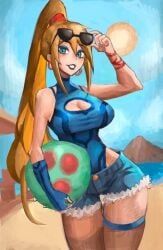 metroid_(creature), samus_aran, metroid, saiykik, beach