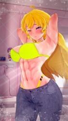 yang_xiao_long, rwby, 1girls, abs, blonde_female