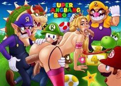 bowser, green_yoshi, koopa, luigi, princess_peach