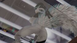 avali, 4_ears, against_surface, anthro, anus