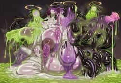 1girls, absorption, alien, assimilation, black_slime