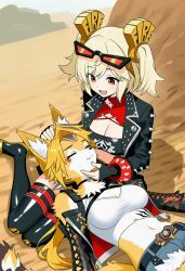 burnice_white, pulchra_fellini, zenless_zone_zero, 2girls, animal_ears