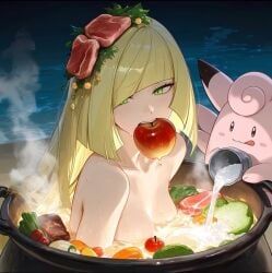 clefable, lusamine_(pokemon), pokemon, pokemon_sm, 1girl