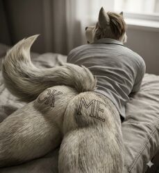 animal_ears, anthro, back_view, bedroom, big_butt