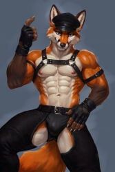 bleakcat, abs, anthro, armband, athletic