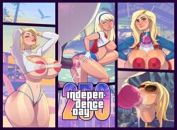 comet_the_superhorse, krypto, power_girl, supergirl, 4th_of_july
